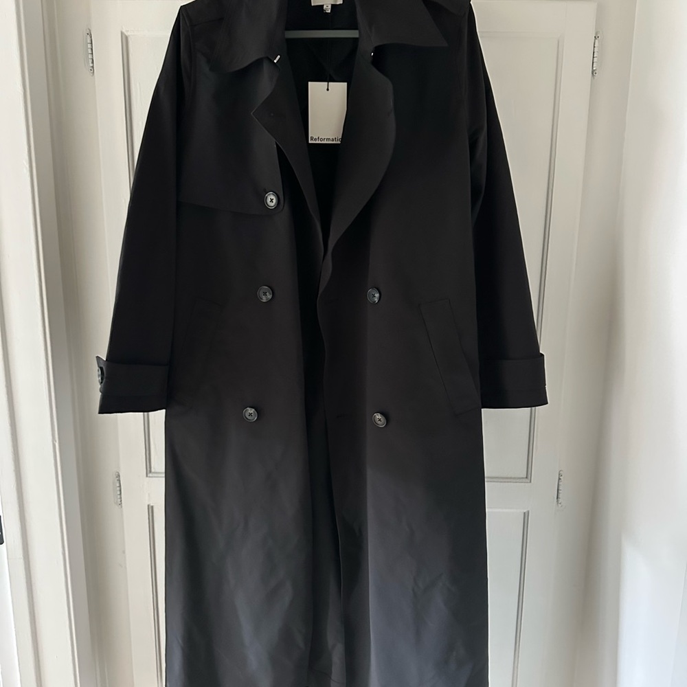Reformation Matteo Classic Black Trench Coat